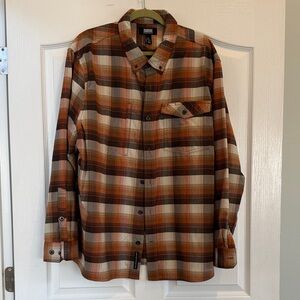 Duluth Trading Co Men's Plaid Shirt Jacket - Brown and Cream